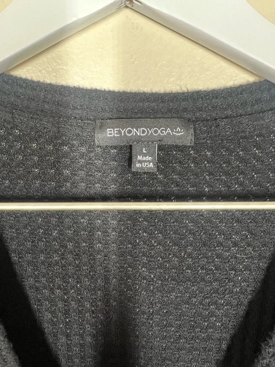 Beyond Yoga Your Line Waffle Knit 2 in 1 Duster Cardigan Dress size Large black - Picture 6 of 12